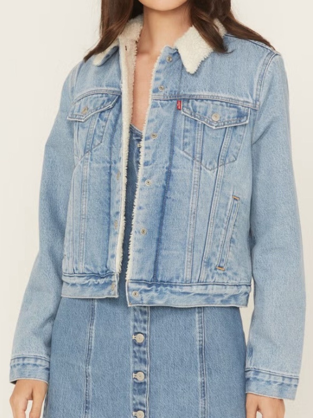 Levi's Light Blue Denim Sherpa-Lined Trucker Jacket